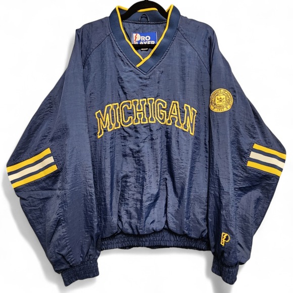 Vintage 90s University Of Michigan Wolverines Pullover Windbreaker Jacket Sz XL - Picture 1 of 16
